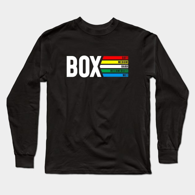 "Box" F1 Tyre Compound Design Long Sleeve T-Shirt by DavidSpeedDesign